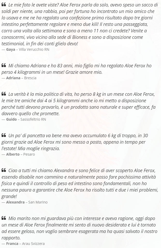 Testimonianze di chi ha usato Aloe Ferox per dimagrire