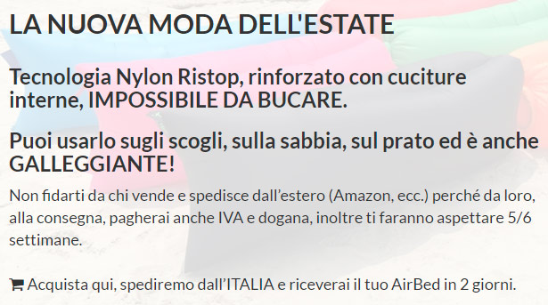il materiale di airbed